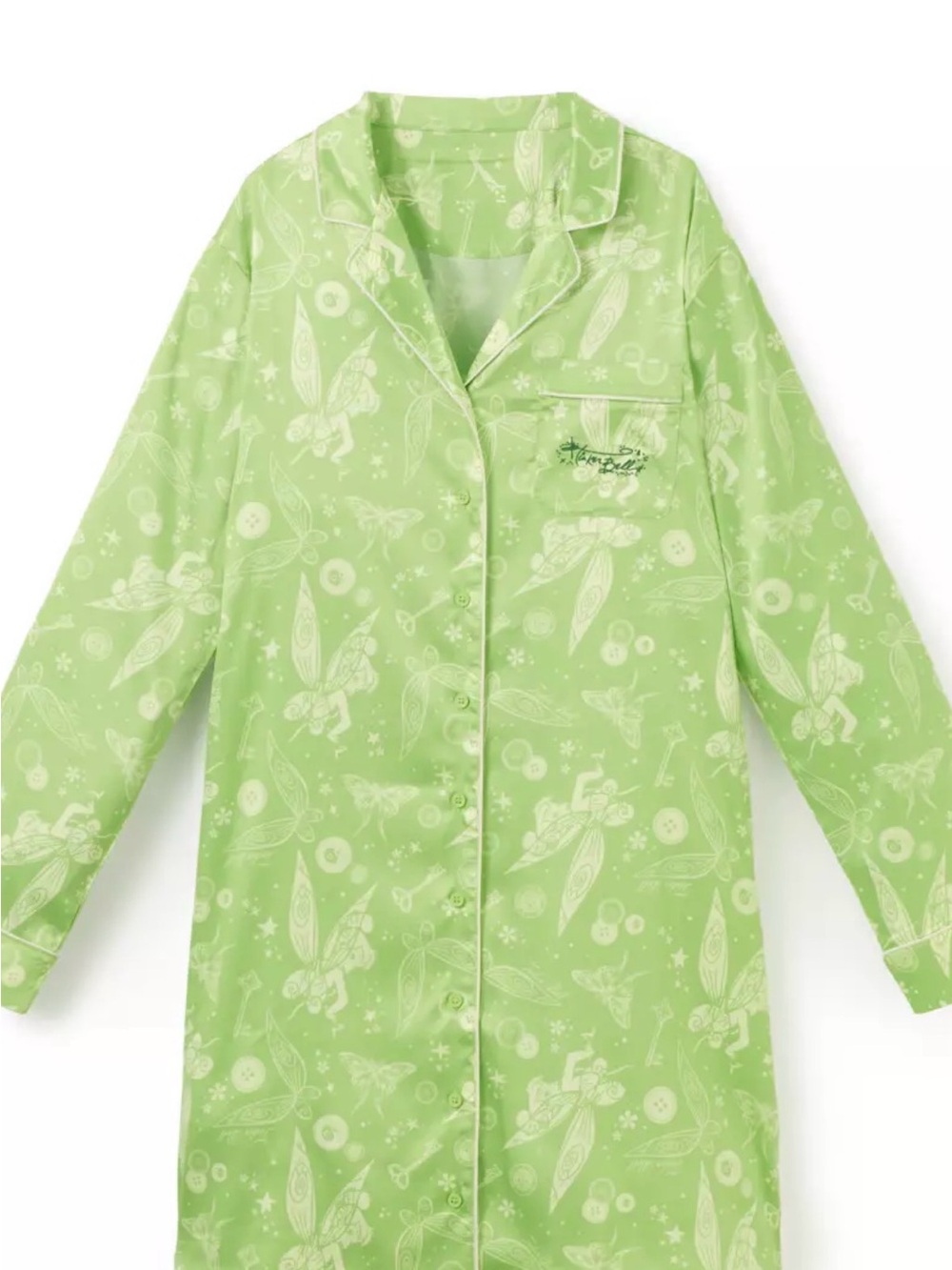 Disney Tinkerbell Pajama Top Button Down Sleep Shirt New XL